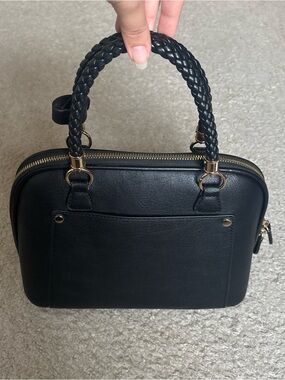 Black Braided-Handle Women's Satchel